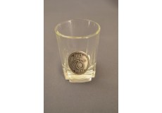 Păhărel pentru alcool rotund cu plăcuţă metalică Ţuică